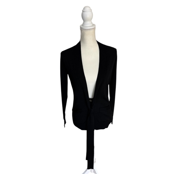 Ralph Lauren Sweaters - Ralph Lauren Blue Label Womens Black Tie Front Merino Wool Cardigan Sweater Sz M